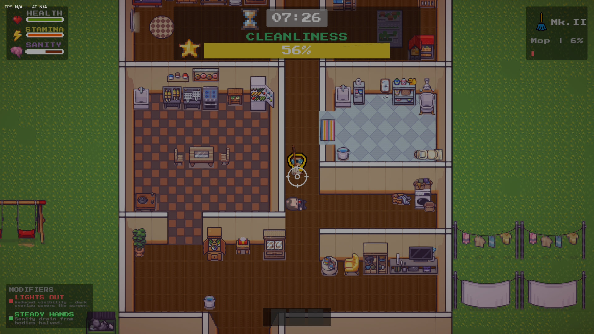 Easy cleanup run with open room layout and visible cleaning route.
