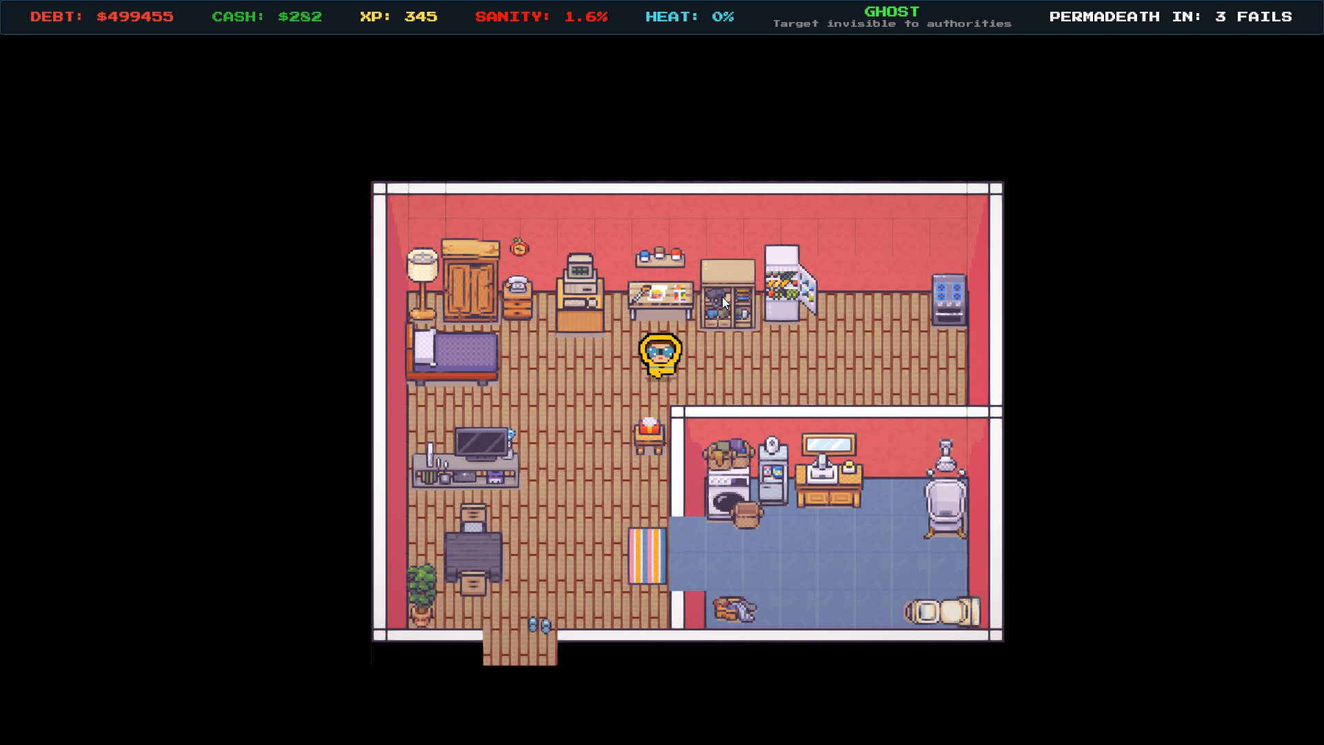 Safehouse hub and downtime management view.